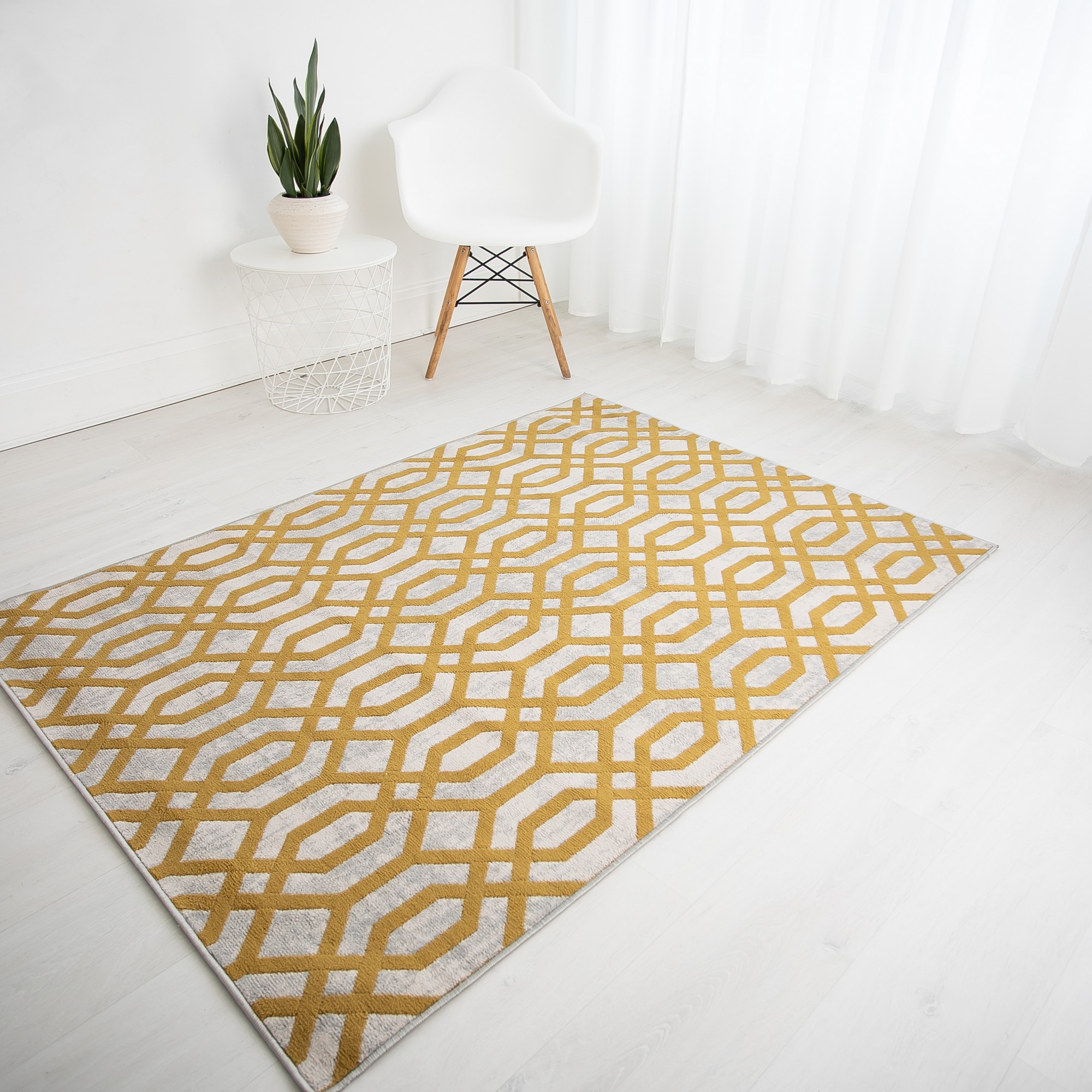 Balletto 18fa Modern Trellis Rugs In Beige Ochre